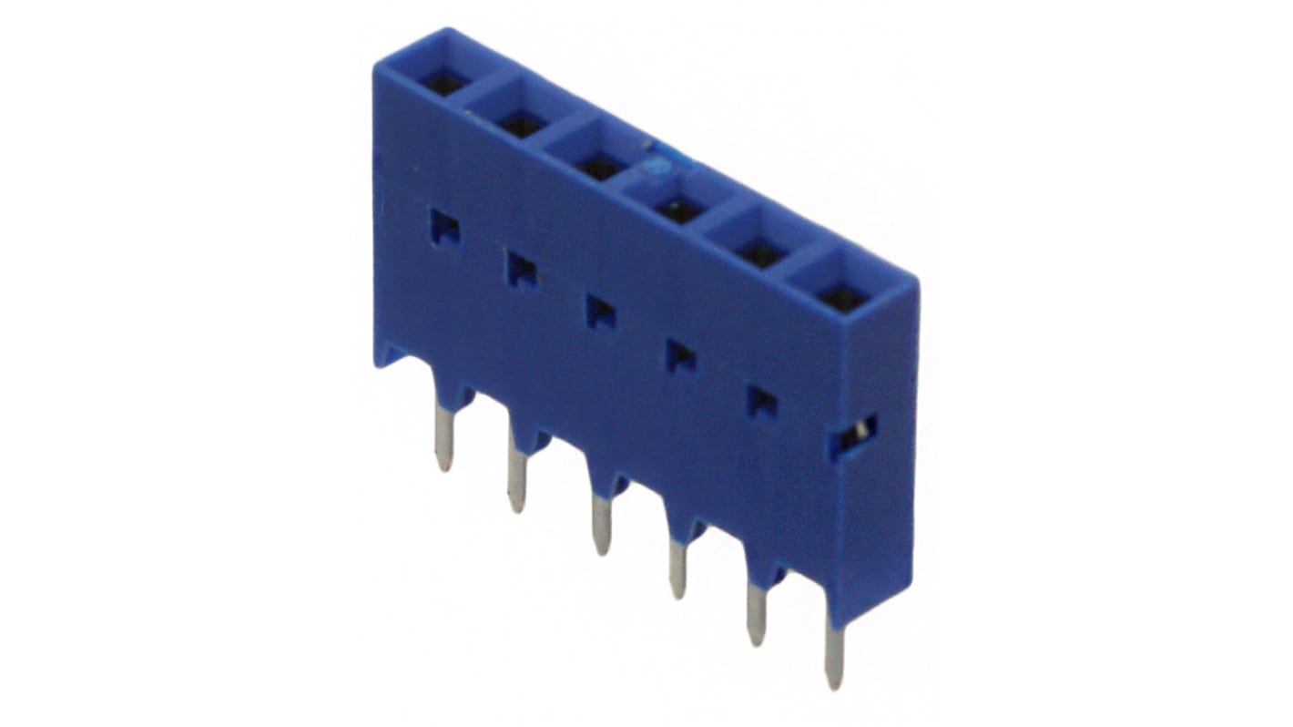 Amphenol ICC DUBOX Series Straight Through Hole Mount PCB Socket, 6-Contact, 1-Row, 2.54mm Pitch, Solder Termination