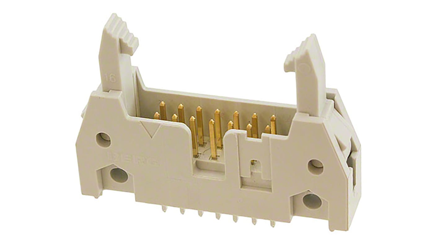 Amphenol FCI Quickie Series Straight Through Hole PCB Header, 14 Contact(s), 2.54mm Pitch, 2 Row(s), Shrouded