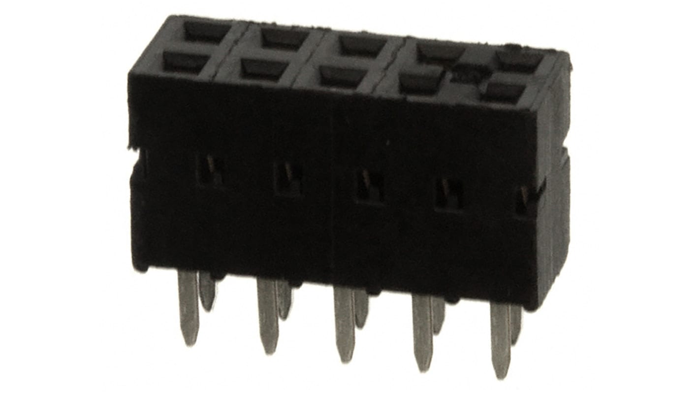 Amphenol FCI DUBOX Series Straight Through Hole Mount PCB Socket, 10-Contact, 2-Row, 2.54mm Pitch, Solder Termination