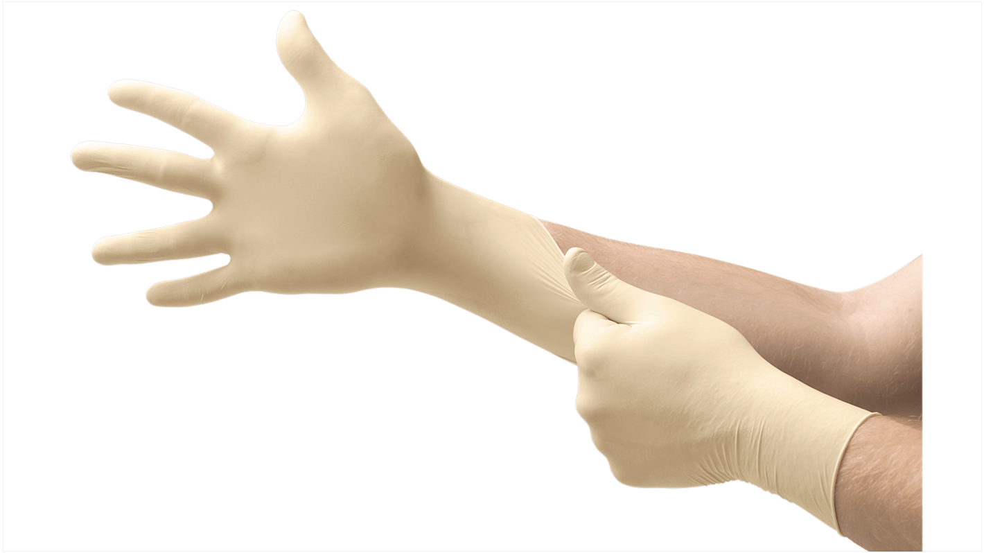 69318080 Ansell TouchNTuff® Beige PowderFree Latex Disposable Gloves, Size 7.58, Medium