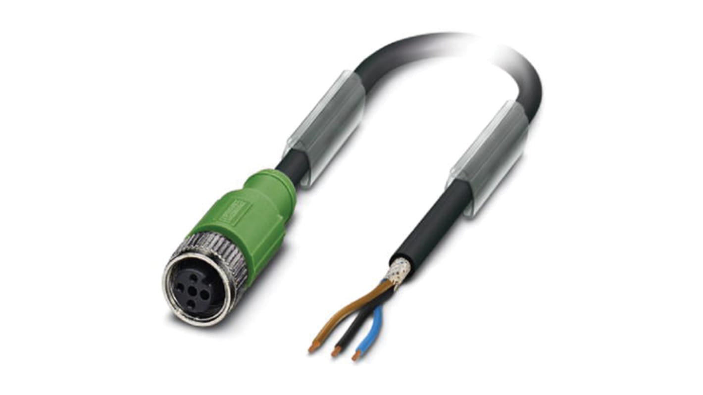 Cable de conexión Phoenix Contact, con. A M12 Hembra, 3 polos, cod.: A, long. 5m, 250 V, IP65, IP67