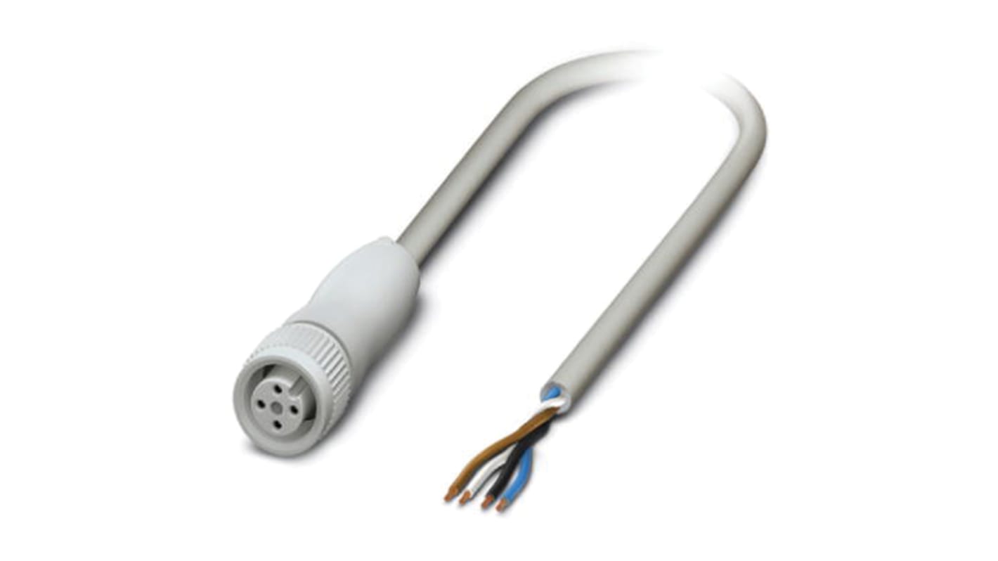 Phoenix Contact Female 4 way M12 to Sensor Actuator Cable, 10m