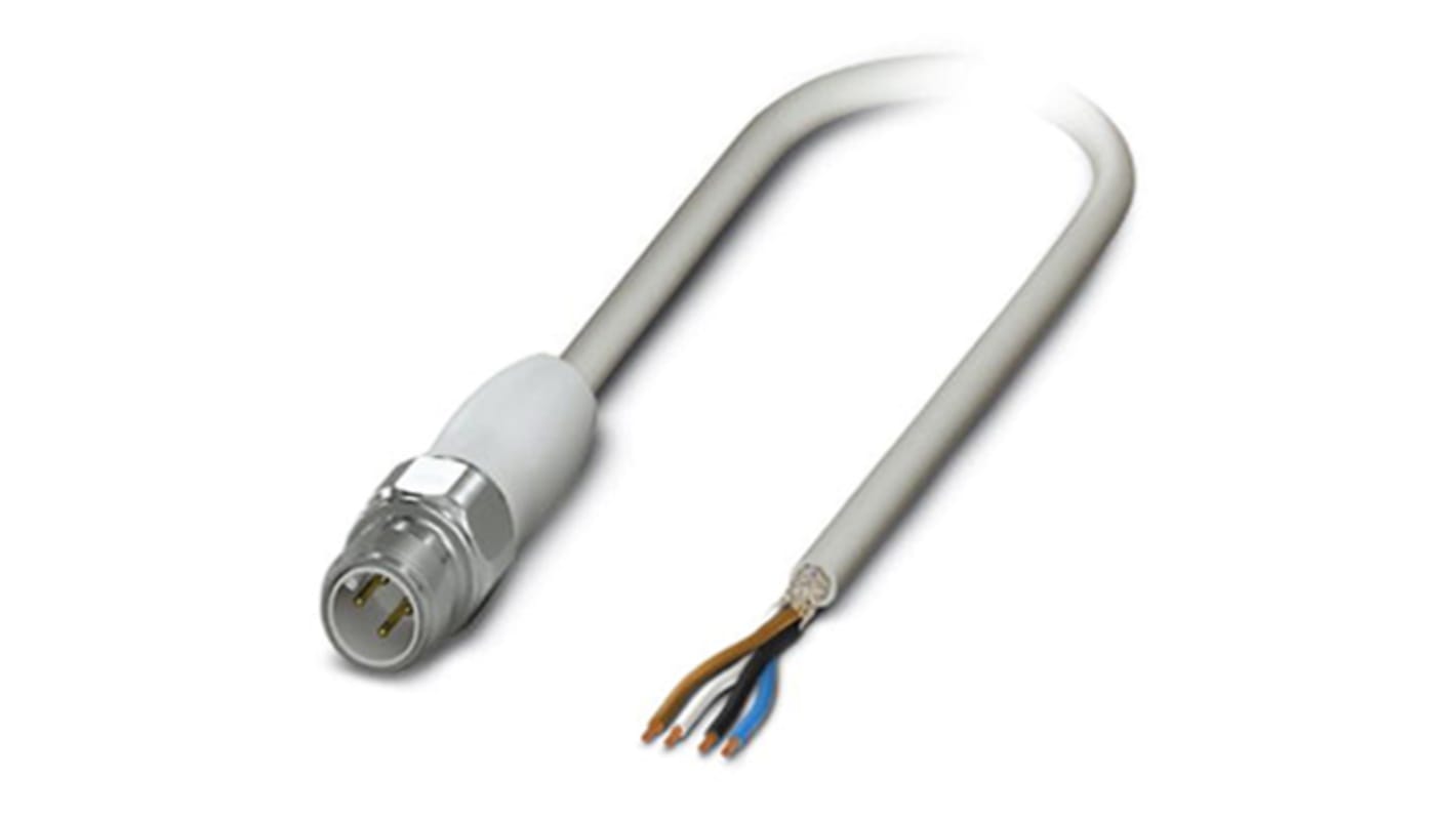 Cable de conexión Phoenix Contact, con. A M12 Macho, 4 polos, cod.: A, long. 10m, 48 V, 60 V., 4 A, IP65, IP67, IP68,