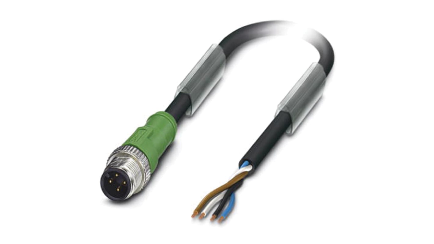 Cable de conexión Phoenix Contact, con. A M12, 4 polos, con. B Sin terminación, 4 polos, cod.: A, long. 5m, 4 A, IP65,