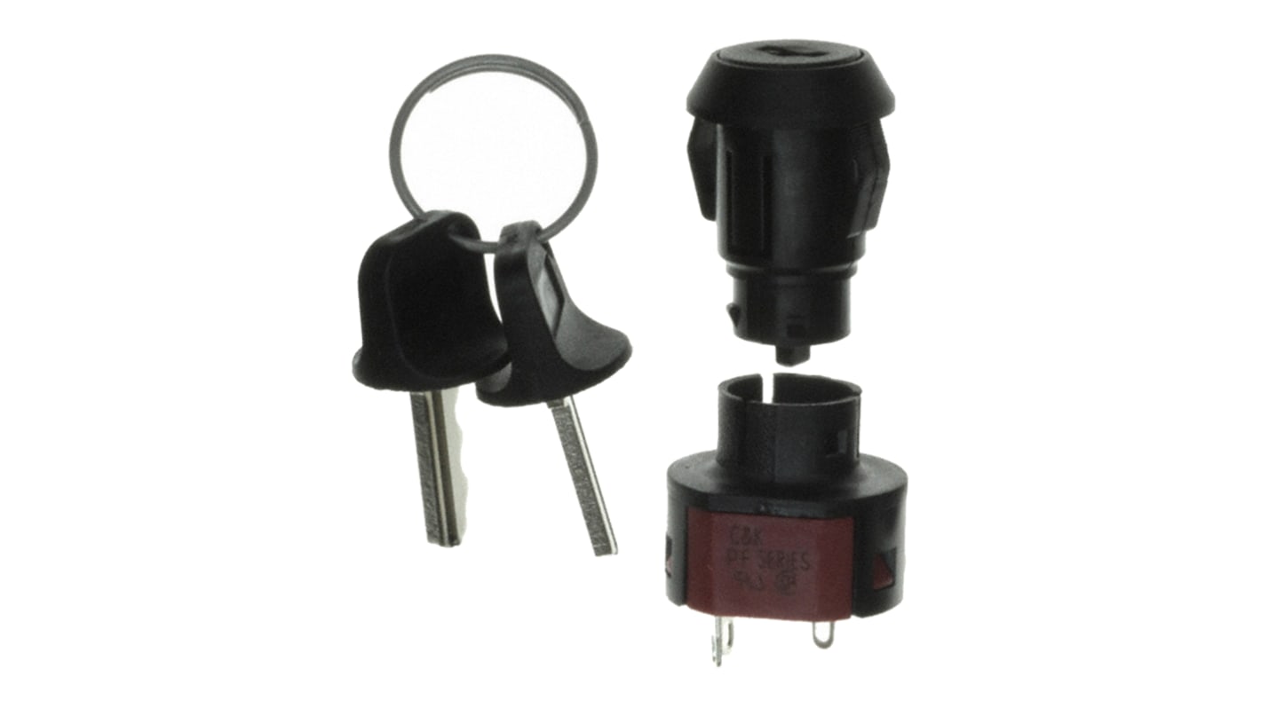 Key Switch, SPST, 4 A 2-Way Flat-Key