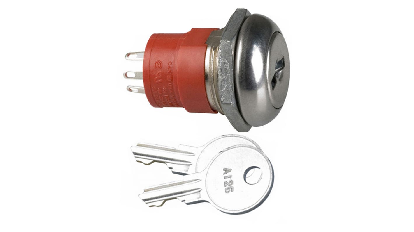 Key Switch, SPST, 4 A 2-Way Flat-Key