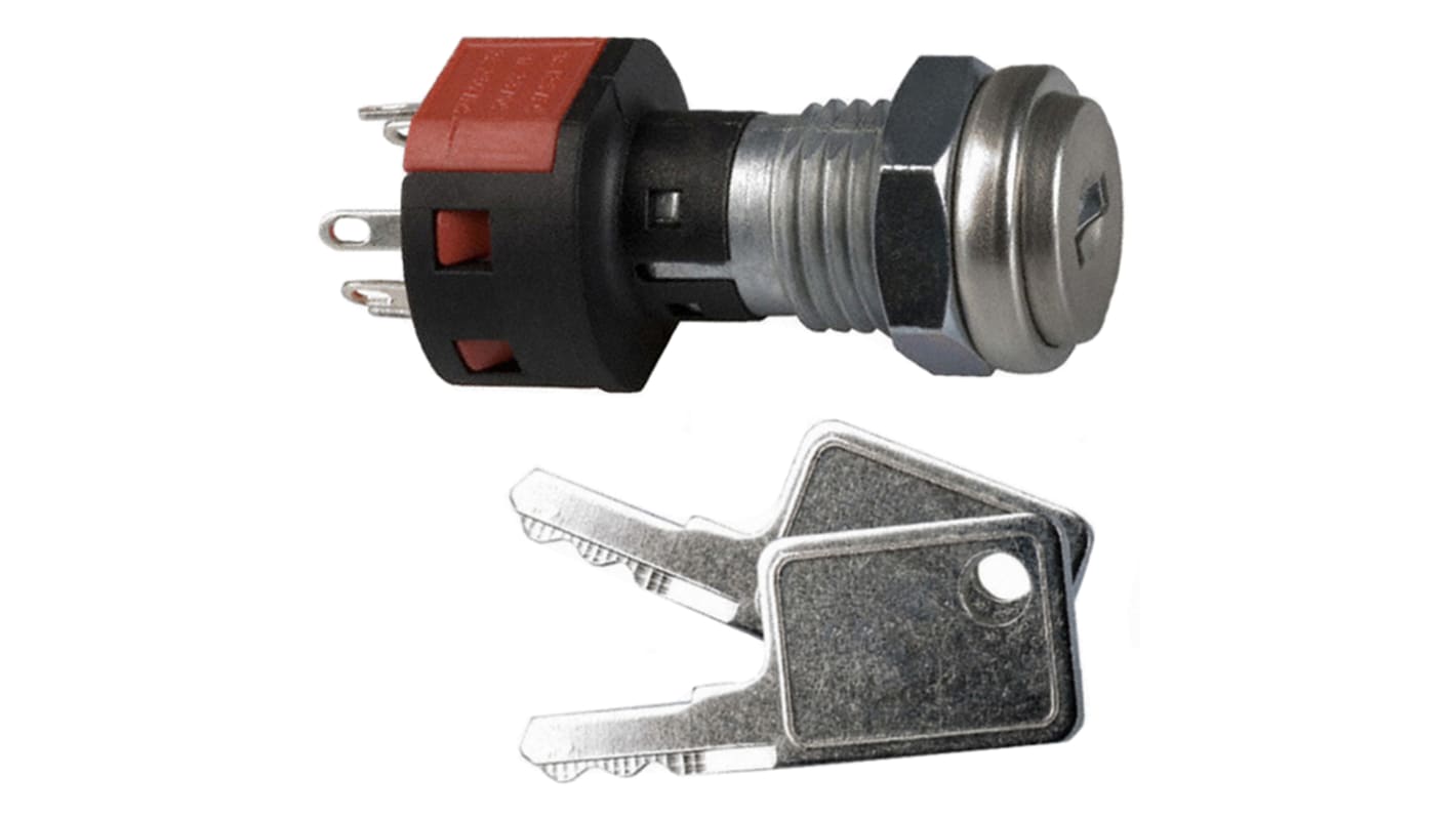 Key Switch, SPST, 4 A 2-Way Flat-Key