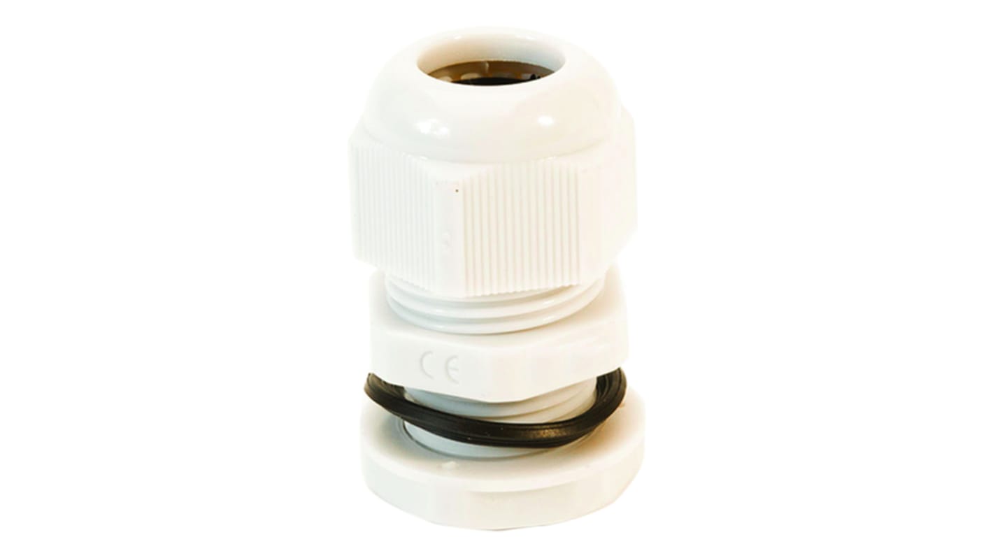 HellermannTyton NGM Series White Nylon Cable Gland, M40 Thread, 22mm Min, 32mm Max, IP68