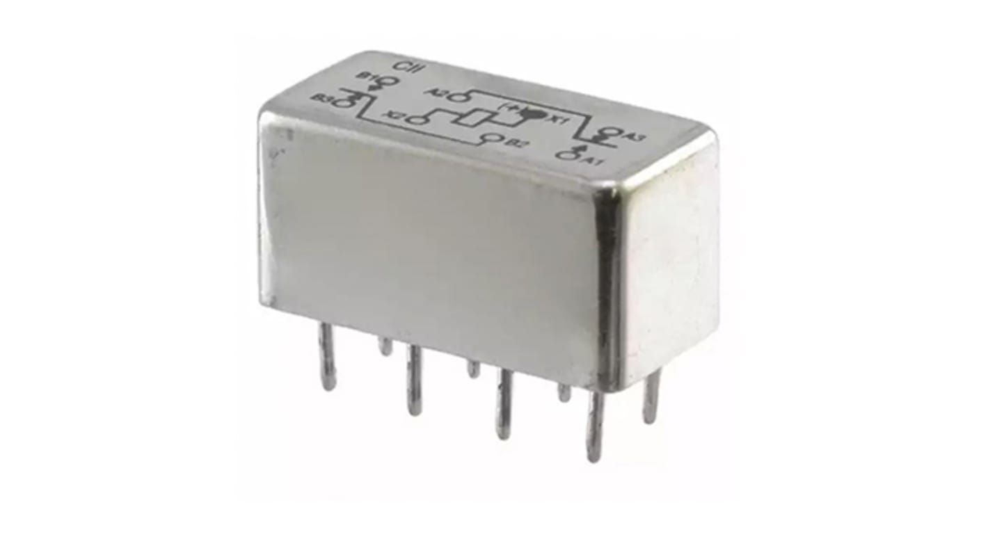 TE Connectivity PCB Mount Signal Relay, 24V dc Coil, 2A Switching Current, DPDT