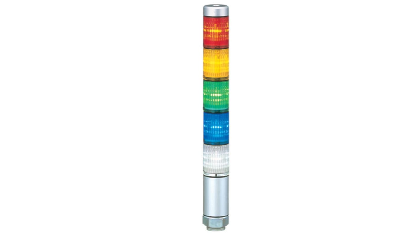 Torretta di segnalazione Patlite, 24 V c.a. / c.c., LED, 5 elementi, lenti A colori