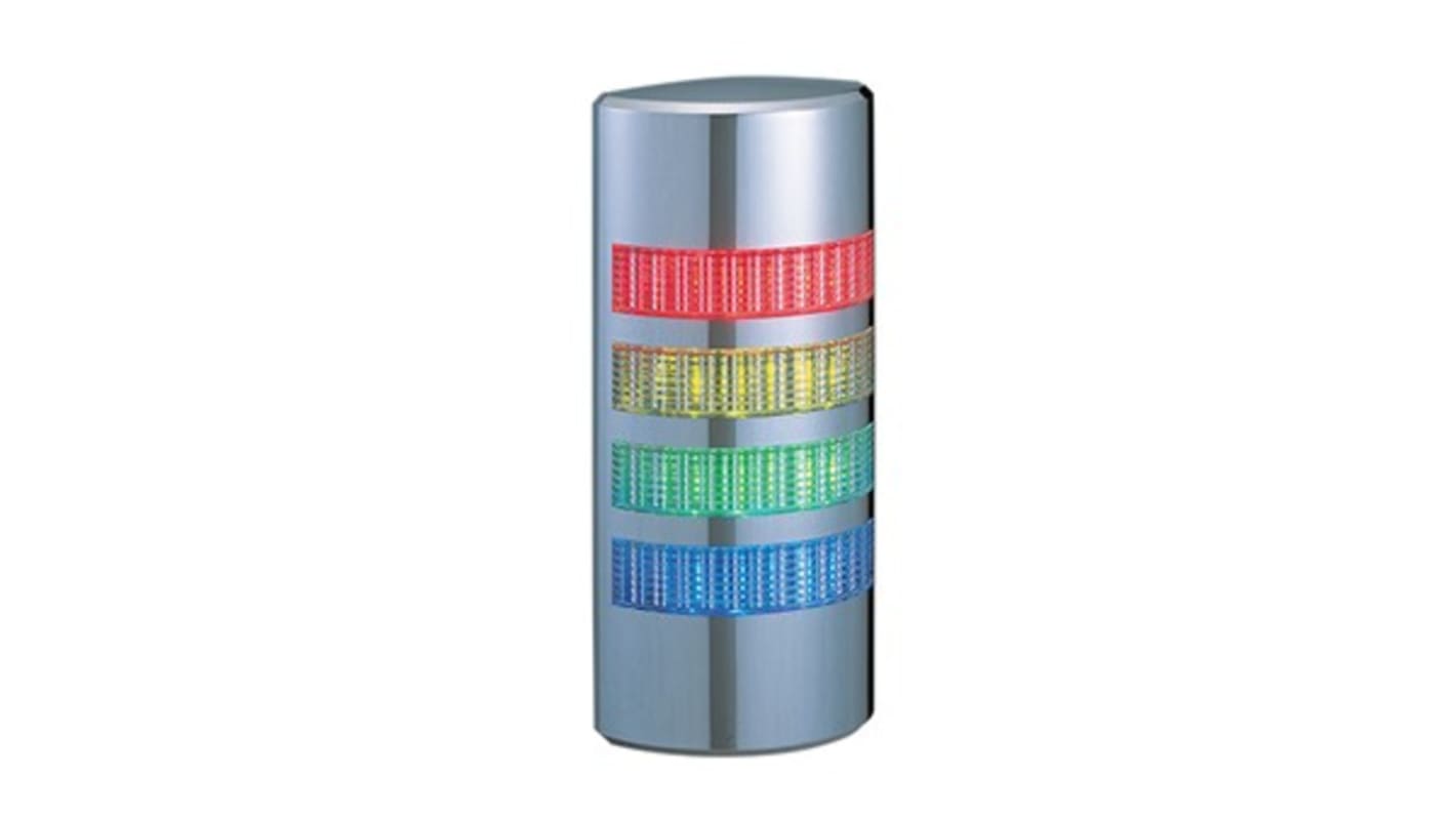 Colonnes lumineuses pré-configurées à LED Feu Flash, Fixe, Clair avec Buzzer, série WE, 24 V (c.a./c.c.)