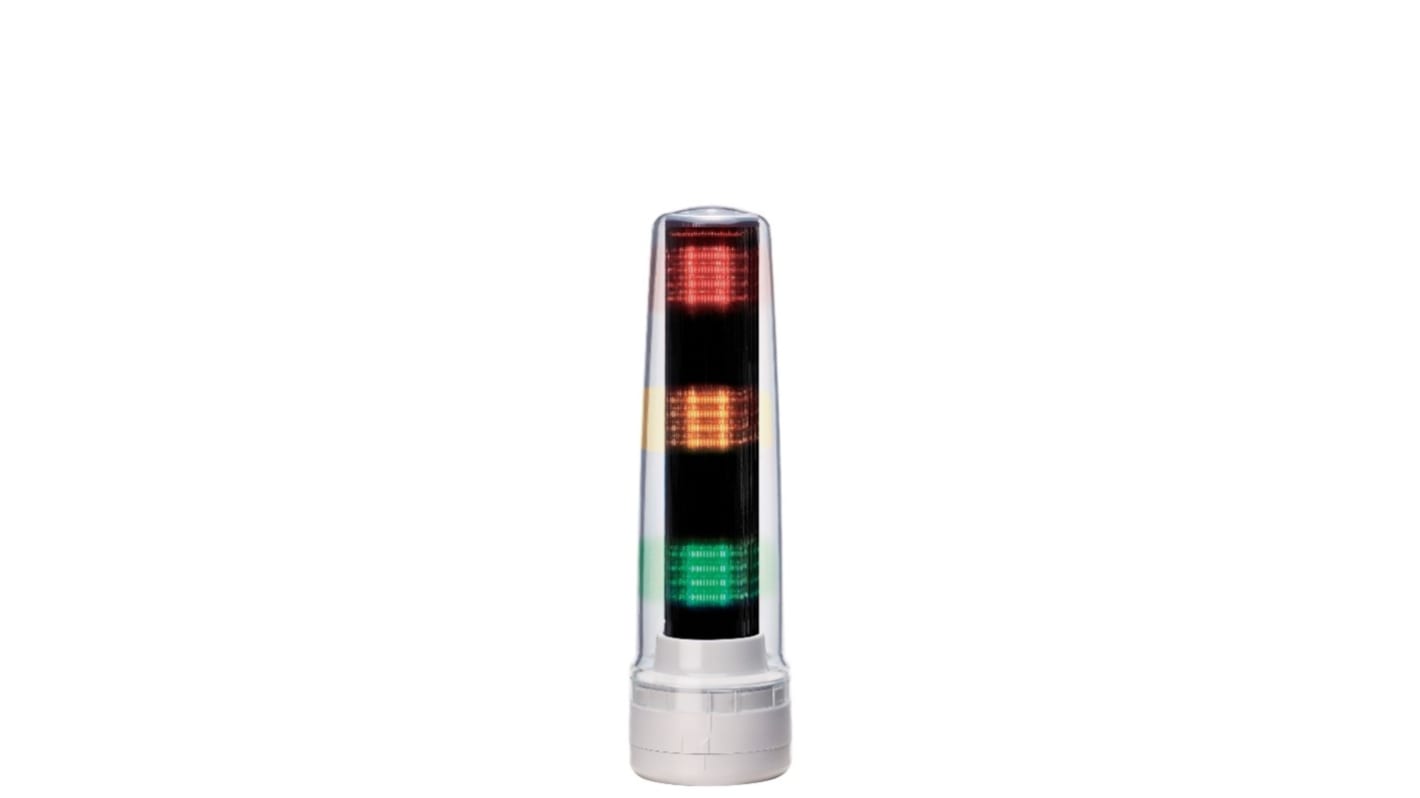 Patlite LS7 LED Signalturm 3-stufig Linse Klar LED Rot/Gelb/Grün + Dauer 244mm Multifunktion