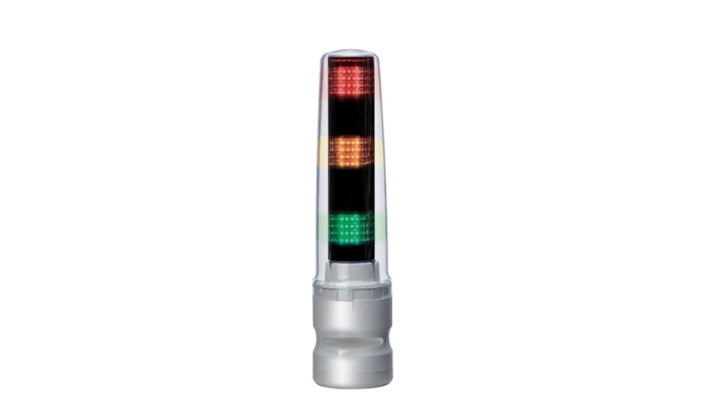 Colonnes lumineuses pré-configurées à LED Feu Flash, Fixe, Clair avec Buzzer, série LS7, 24 V c.c.