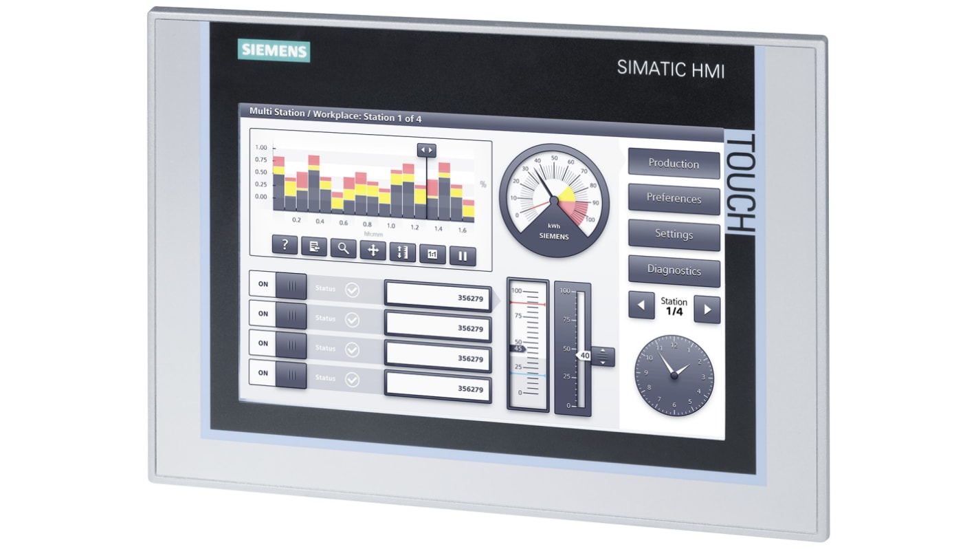 Pannello HMI Siemens, TP900 Comfort, 9 poll., serie SIMATIC, display TFT