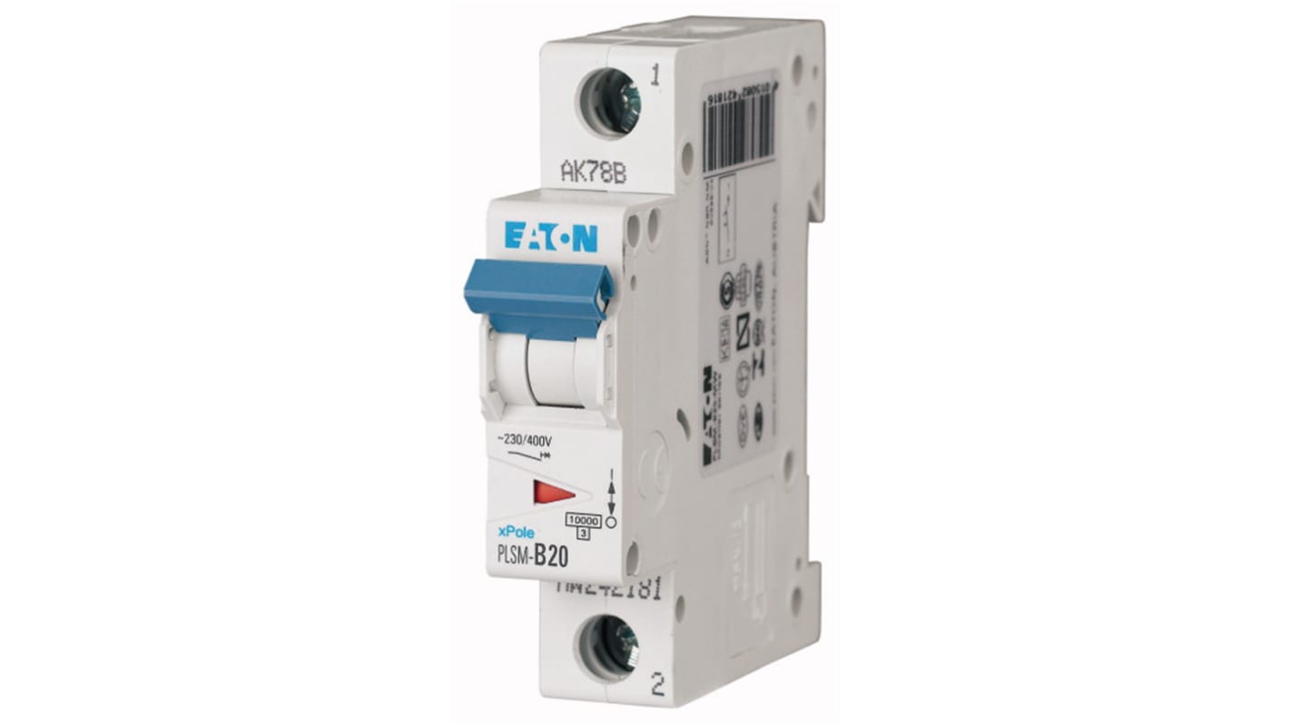 Eaton xPole MCB, 1P, 20A Curve C, 48V DC, 10 kA Breaking Capacity