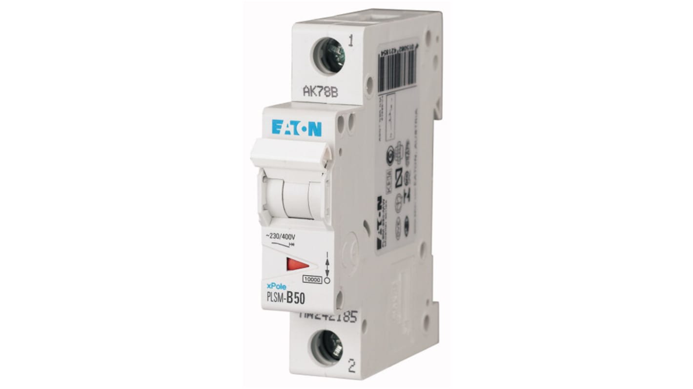 Eaton xPole MCB, 1P, 50A Curve C, 48V DC, 10 kA Breaking Capacity