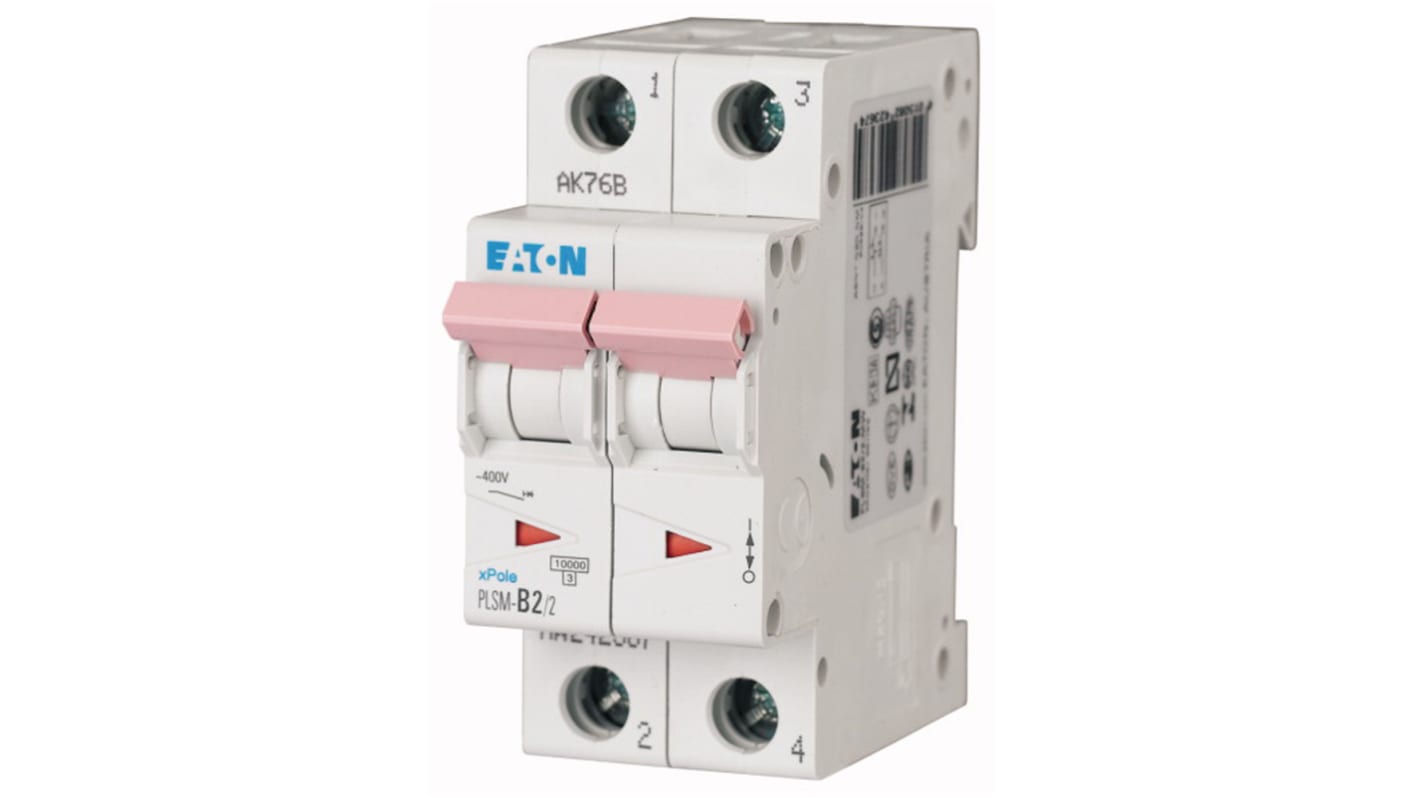 Eaton xPole MCB, 2P, 2A Curve C, 48V DC, 10 kA Breaking Capacity