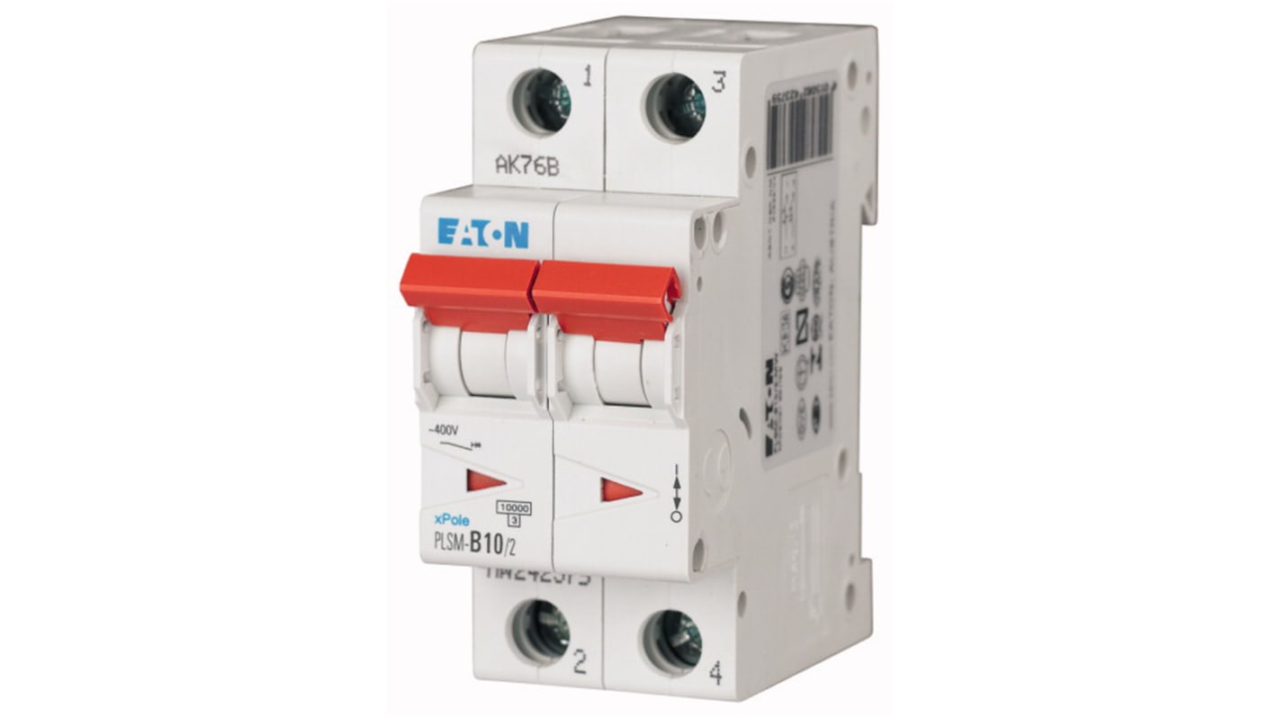 Eaton xPole MCB, 2P, 10A Curve C, 48V DC, 10 kA Breaking Capacity