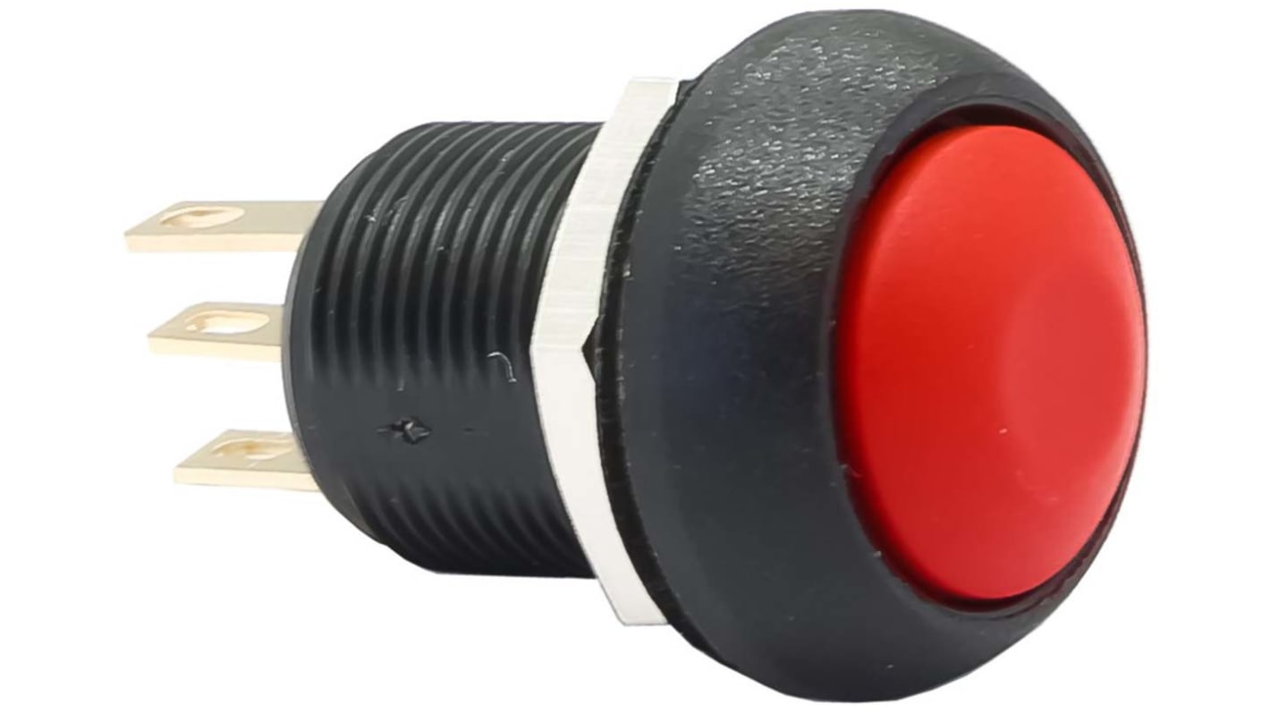 APEM Push Button Switch, Momentary, Panel Mount, 13.6mm Cutout, SPDT, 28V dc, IP67