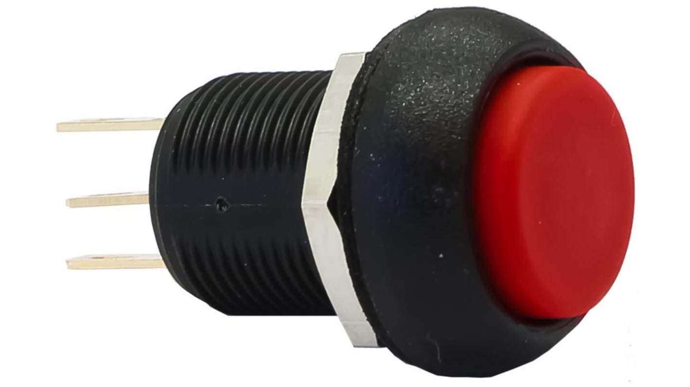 APEM Push Button Switch, Momentary, Panel Mount, 13.6mm Cutout, SPDT, 24V dc, IP67