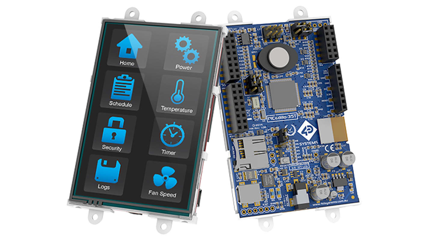 Display LCD color TFT táctil resistivo 4D Systems PIC32 de 3.5plg, 320 x 480pixels, HVGA, alim. 5 V, interfaz UART