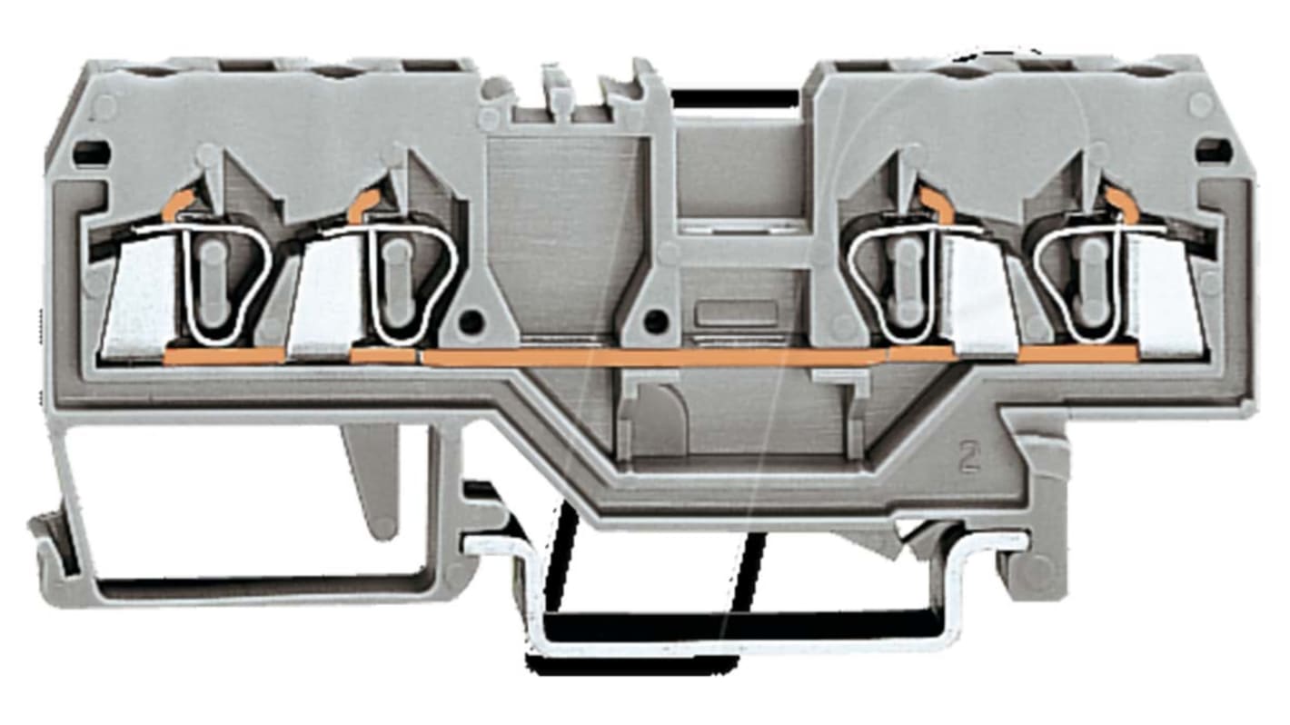 Bloc de jonction de traversée Wago 280, 2.5mm², Cage à ressort, Gris