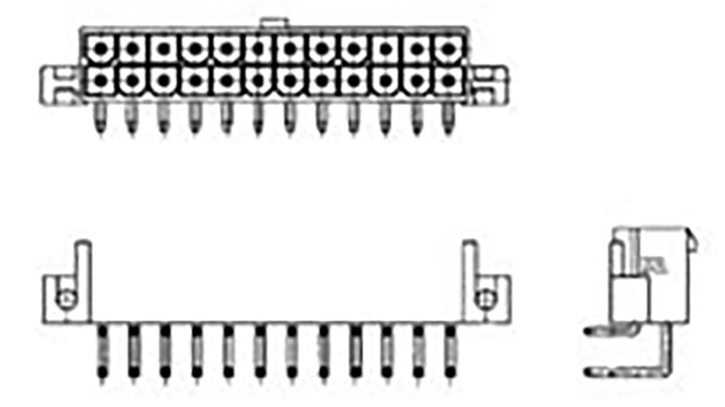 TE Connectivity VAL-U-LOK Series Right Angle Through Hole PCB Header, 16 Contact(s), 4.2mm Pitch, 2 Row(s), Shrouded