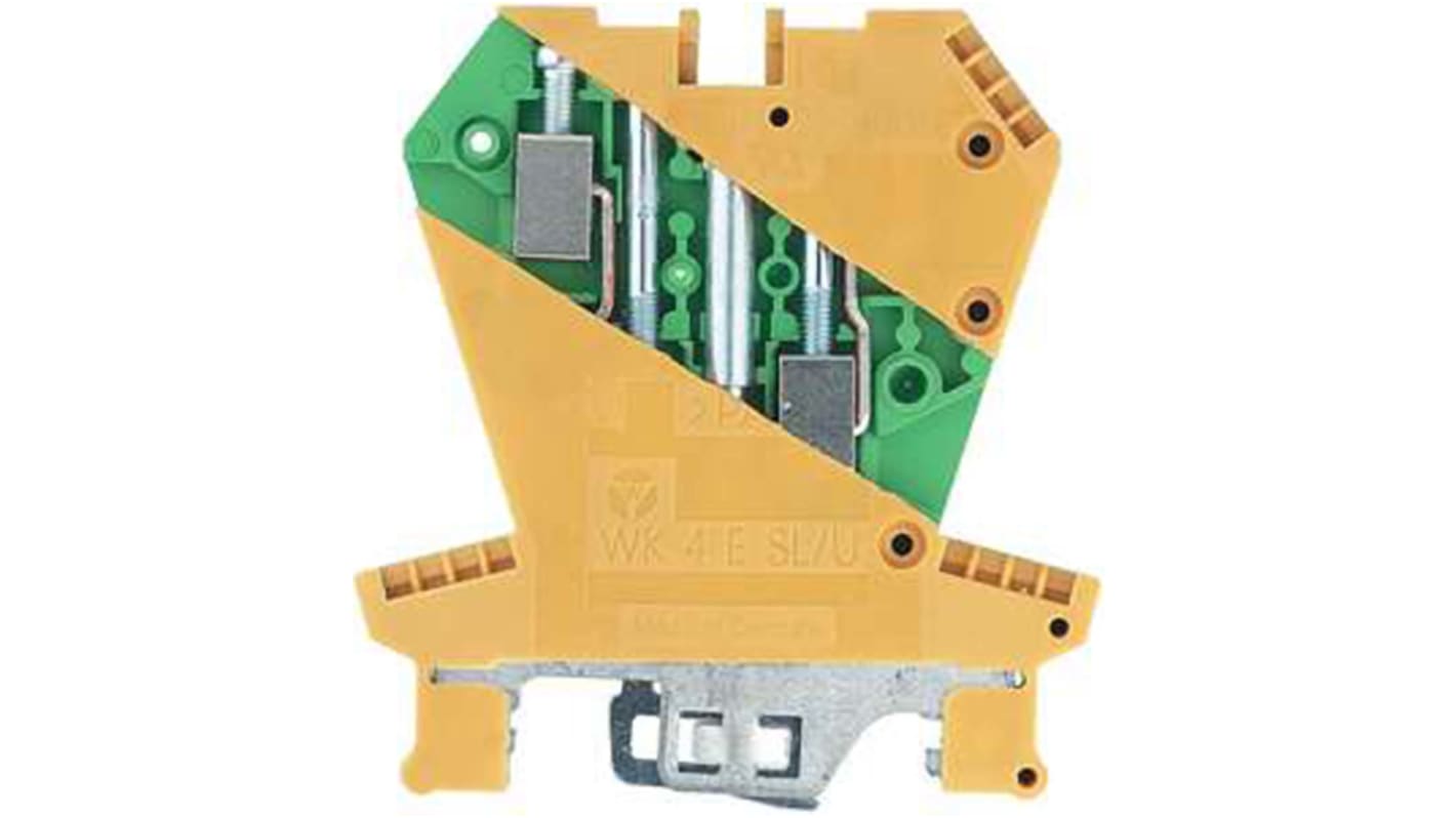 Terminal de carril DIN sin protección de fusibles, 4 vías, Tornillo, 22 12 AWG, long. 59mm, Soporte superior,