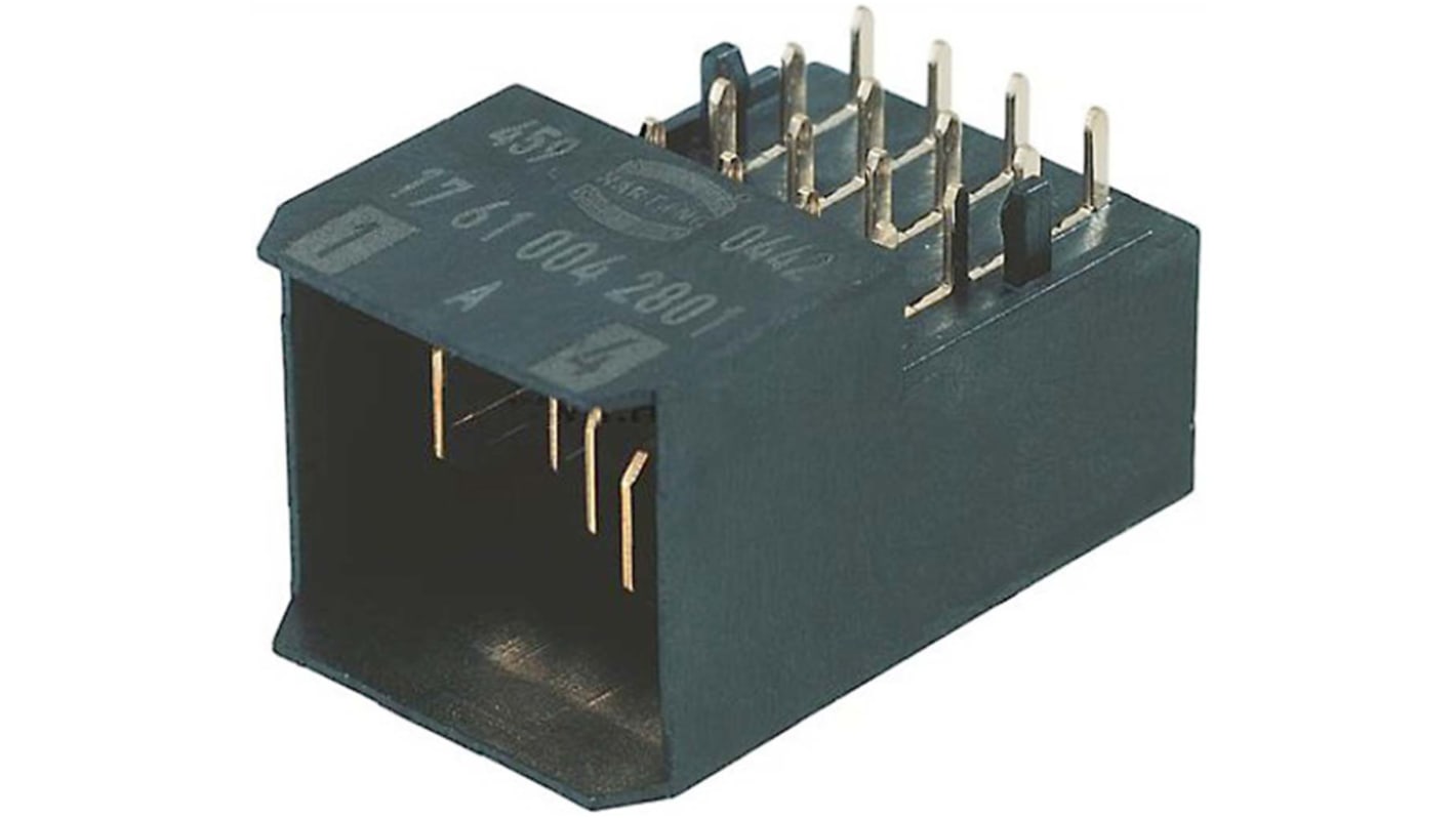 Conector de backplane Harting, Serie Har-Bus HM Power, paso 3mm, 4 vías, 4 filas, Ángulo de 90° , Macho, Soldadura, 23