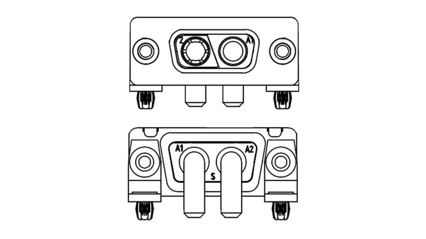 Conector D-sub HARTING, Ángulo de 90° , Montaje en orificio pasante, Hembra, Terminación Soldador, 40.0A, con Bloqueos