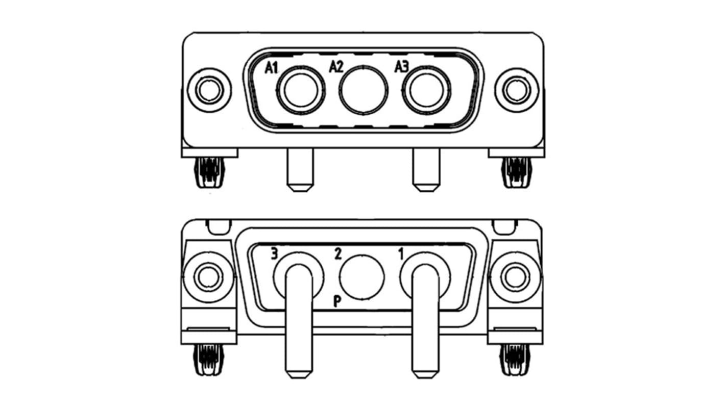 Connettore D-Sub per circuito stampato ibrido Harting, Maschio, 2 (alimentazione) vie