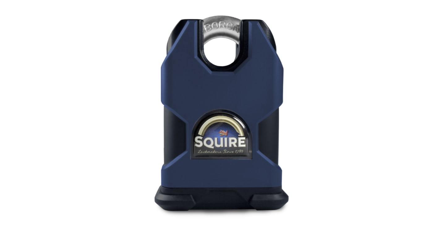 Lucchetto con chiave Squire per uso interno ed esterno, in Acciaio temprato, anello da 10mm, L. 16mm, col Blu