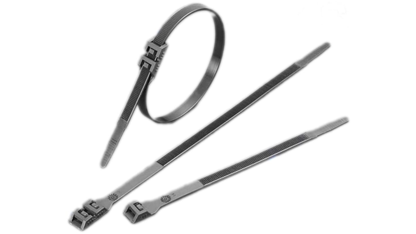 RS PRO Cable Tie, Double Locking, 610mm x 9mm, Black Nylon, Pk-100