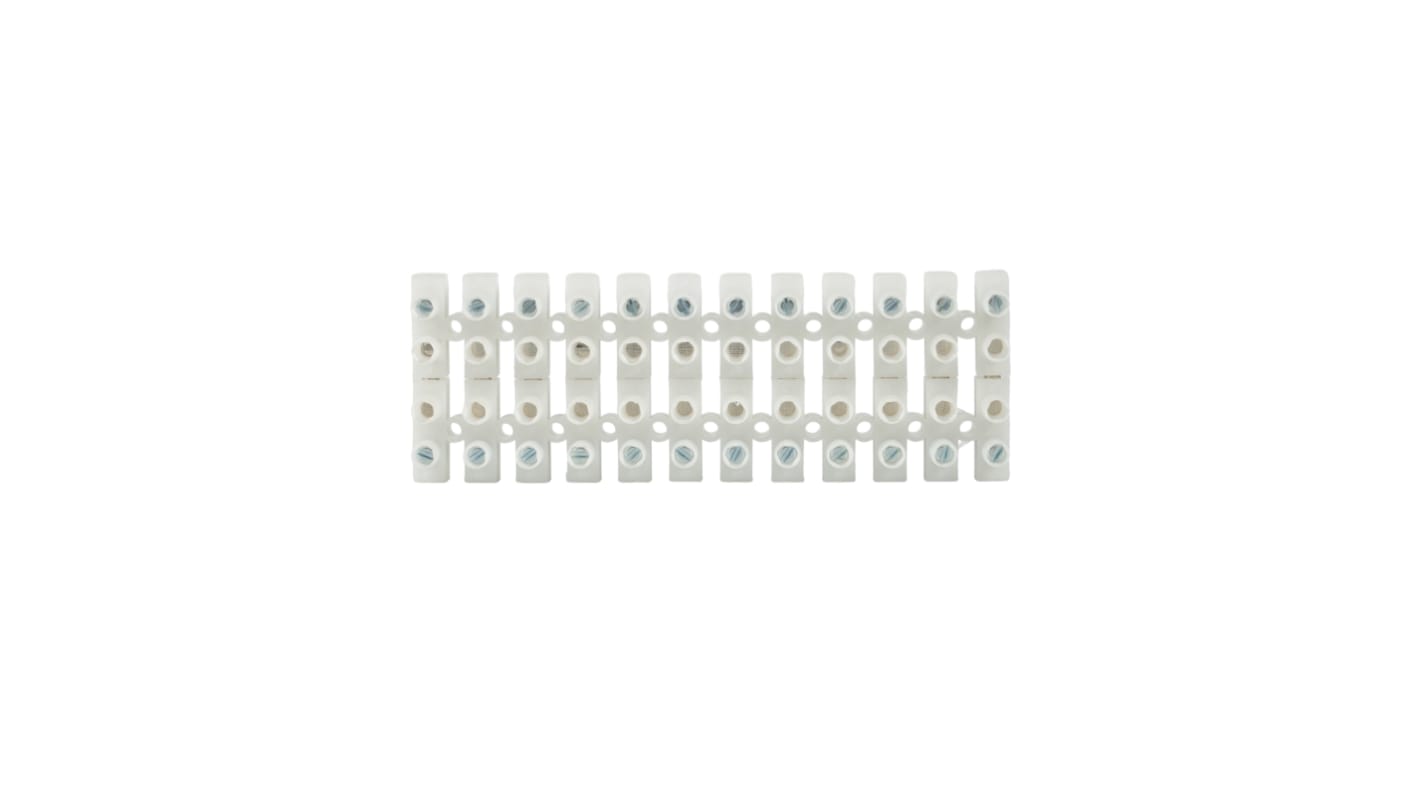 RS PRO Non-Fused Terminal Block, 12-Way, 5 → 32A, 10 AWG Wire, Screw Termination