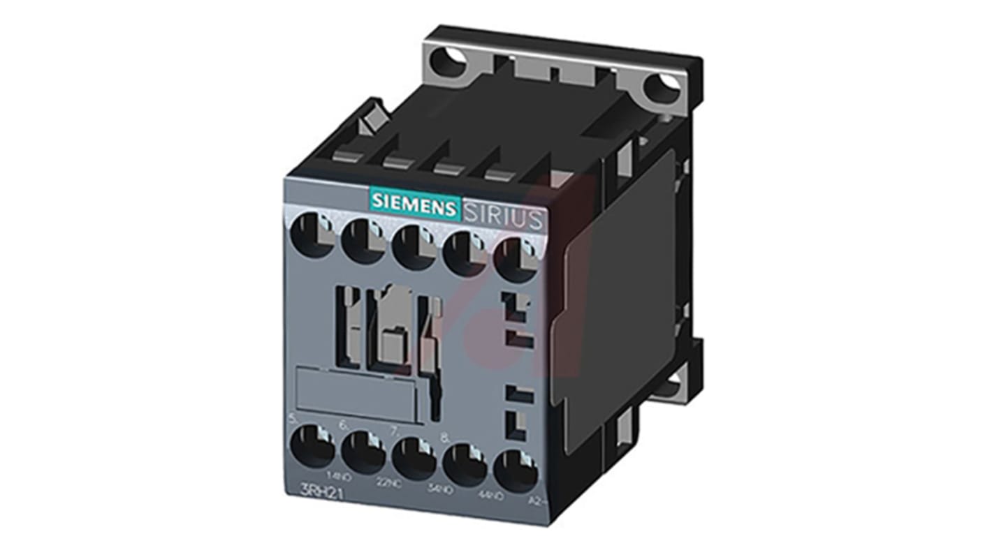 Contattore Siemens, serie 3RH2, 4 poli, 3NO + 1NC, 6 A, bobina 110 V c.c.