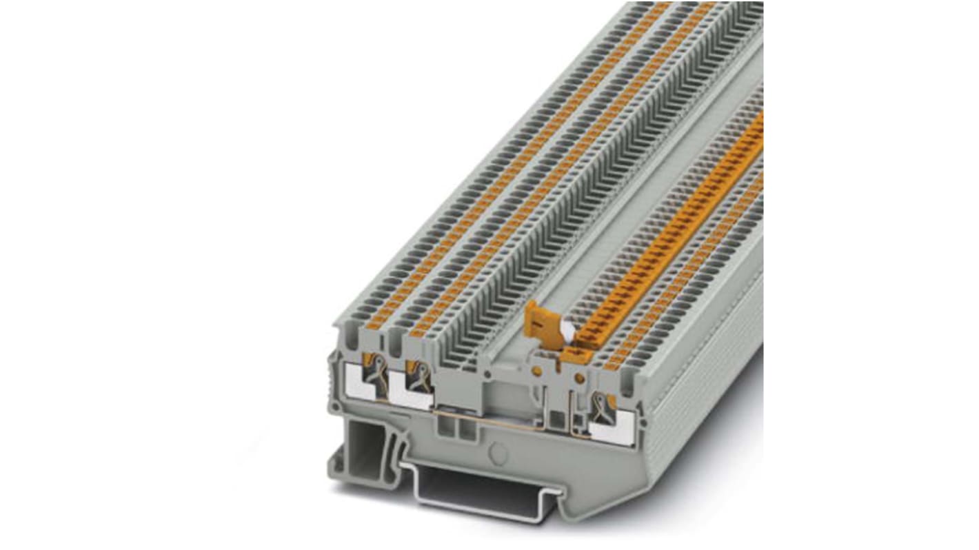 Phoenix Contact PT 1.5/S-TWIN-MT Series Grey DIN Rail Terminal Block, Push In Termination