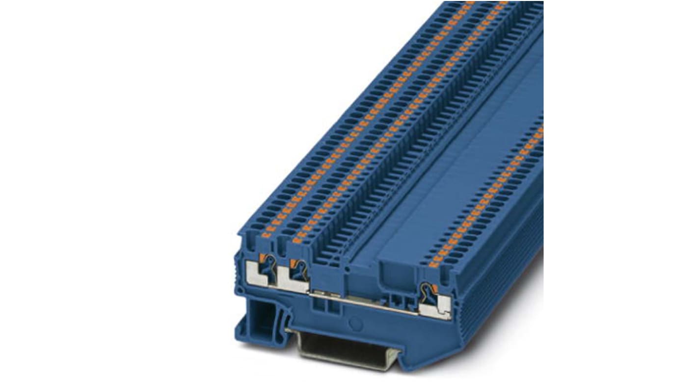 Phoenix Contact PT 1.5/S-TWIN-MTD BU Series Grey Feed Through Terminal Block, Push In Termination