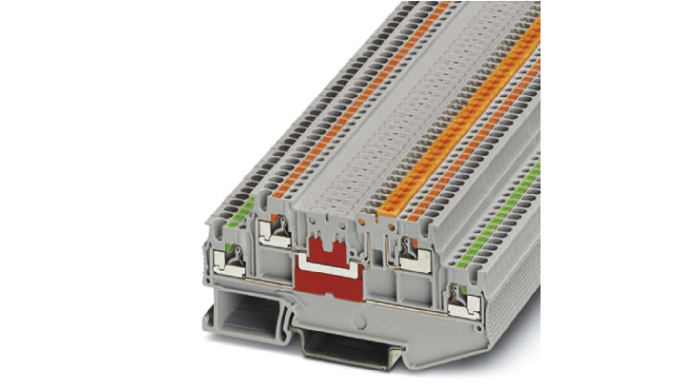 Phoenix Contact PTT 1.5/S-L/MT Series Grey DIN Rail Terminal Block, Push In Termination