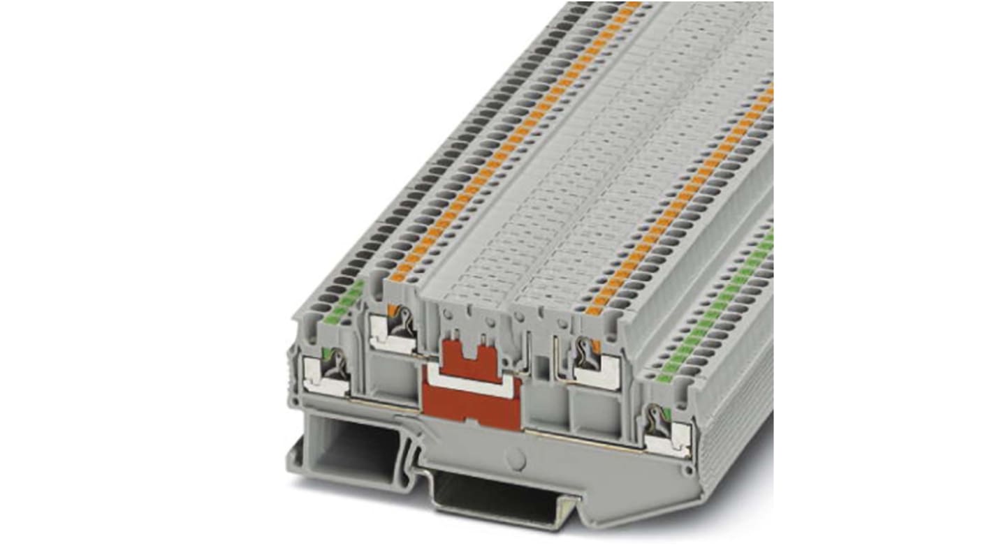 Phoenix Contact PTT 1.5/S-2L Series Grey DIN Rail Terminal Block, Push In Termination