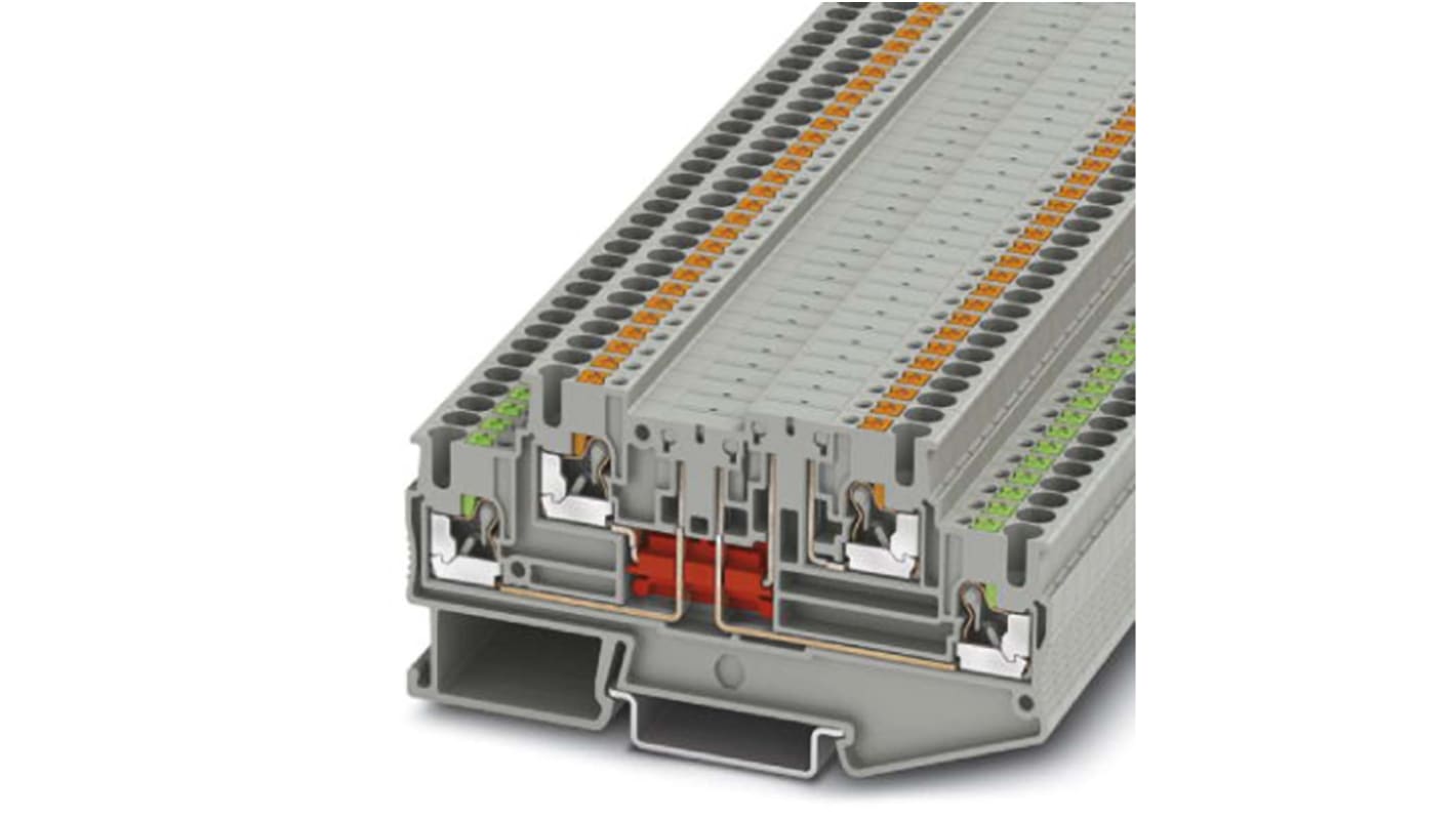 Phoenix Contact PTT 2.5-2L Series Grey DIN Rail Terminal Block, Push In Termination