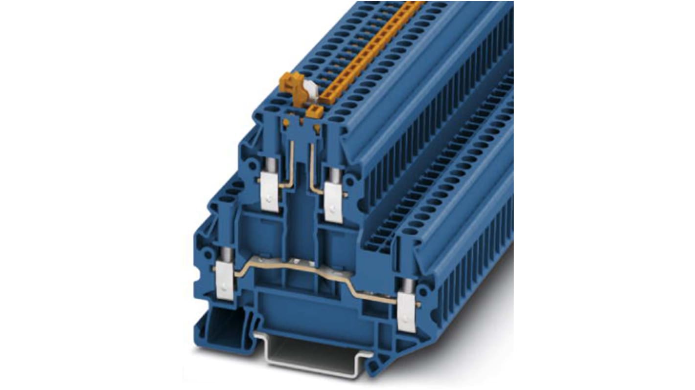 Phoenix Contact UTTB 2.5-MT-P/P BU Series Grey Knife Disconnect Terminal Block, Screw Termination