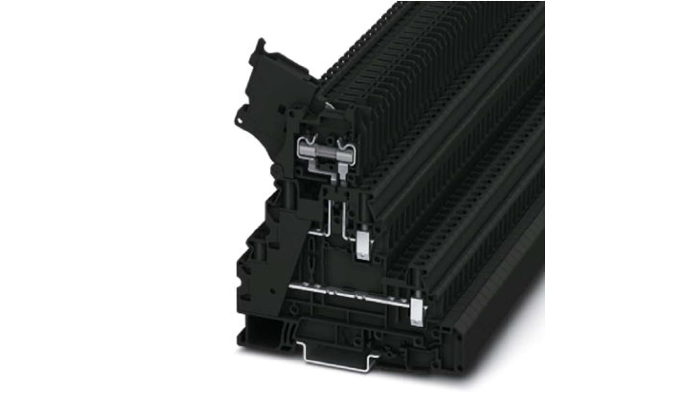 Phoenix Contact UT 4-L/HESI (5X20) Series Black Fused DIN Rail Terminal, 4mm², Double-Level, Screw Termination, Fused,