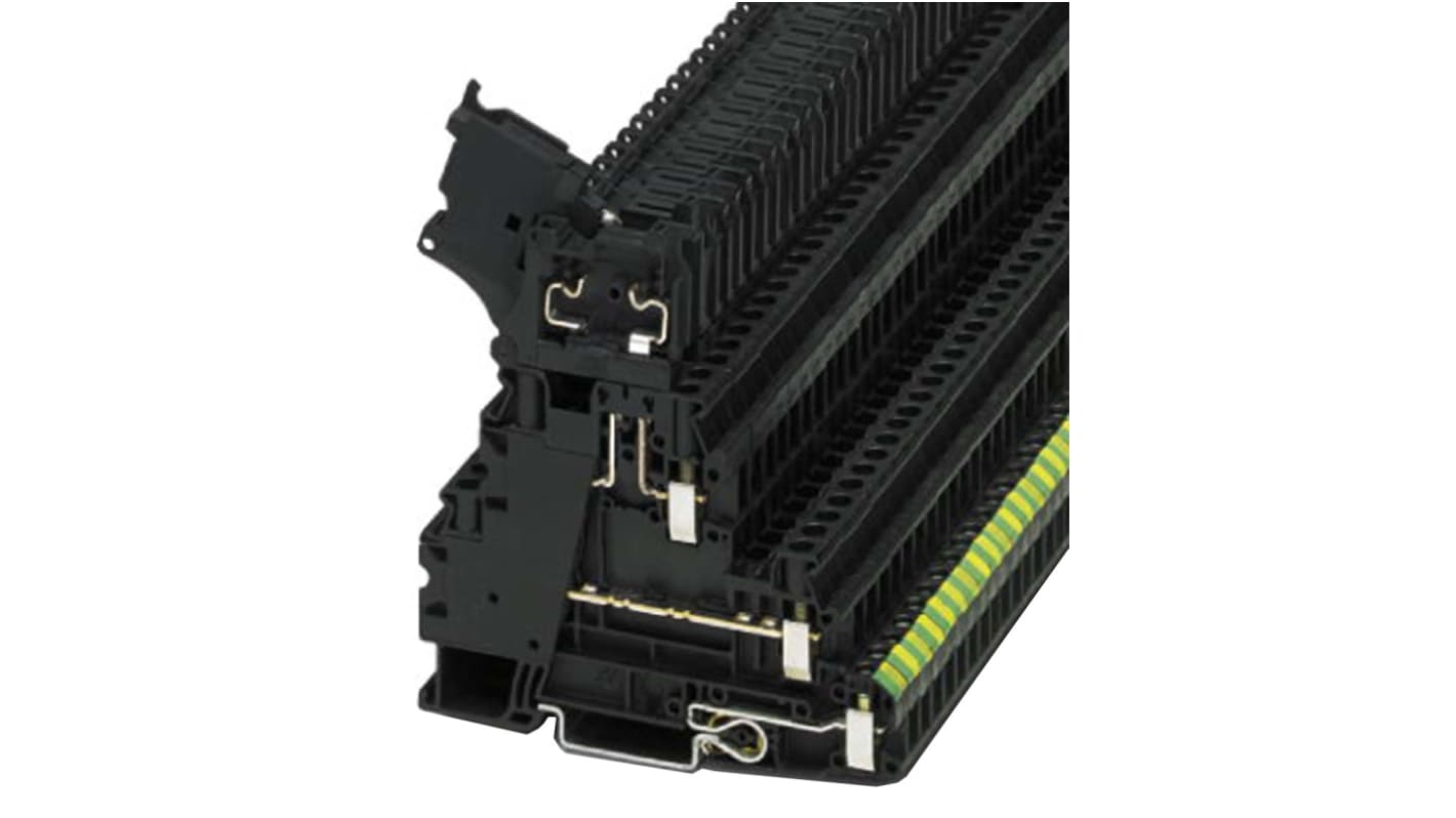 Phoenix Contact UT 4-PE/L/HESI (5X20) Series Black Fused DIN Rail Terminal, Double-Level, Screw Termination, Fused