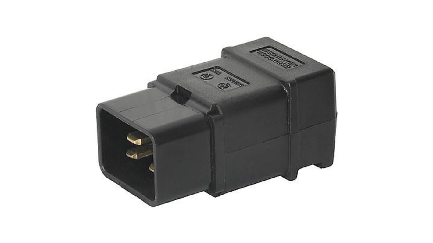 Conector IEC C20 macho Schurter, , Montaje de Cable, 250 V, 16A, Ø de cable 12.0mm