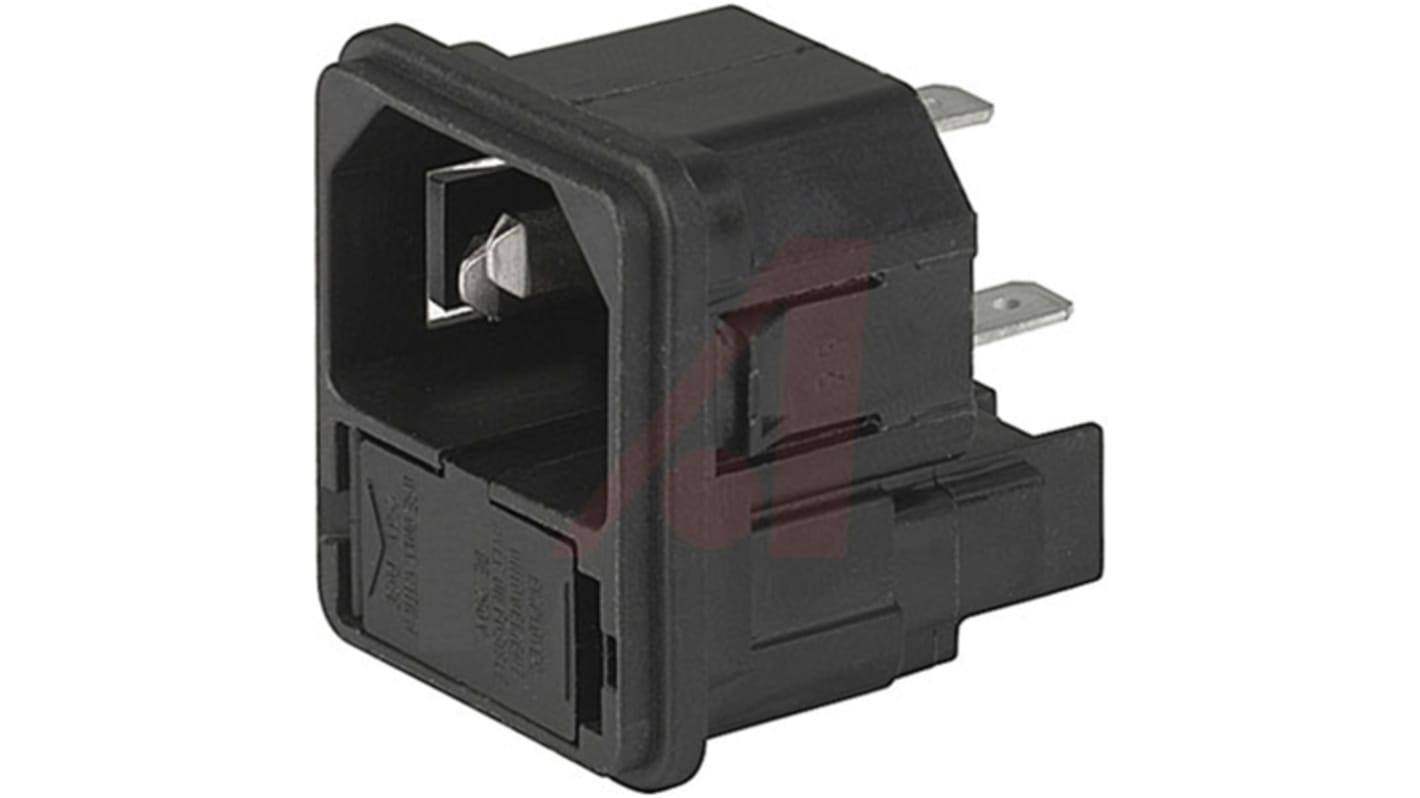 Conector IEC C14 macho Schurter, Encaje a Presión, 250 V, 10A, con 2 fusibles de 5 x 20mm, con interruptor de 2 polos