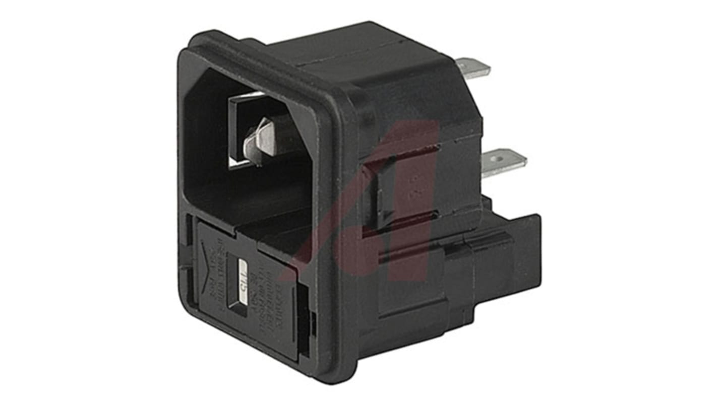 Schurter C14 Snap-In IEC Connector Male, 10A, 250 V, Fuse Size 5 x 20mm