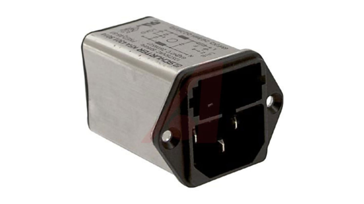 Connecteur IEC filtré Mâle Schurter, 6A, 250 V c.a., Vis, 1 pôle