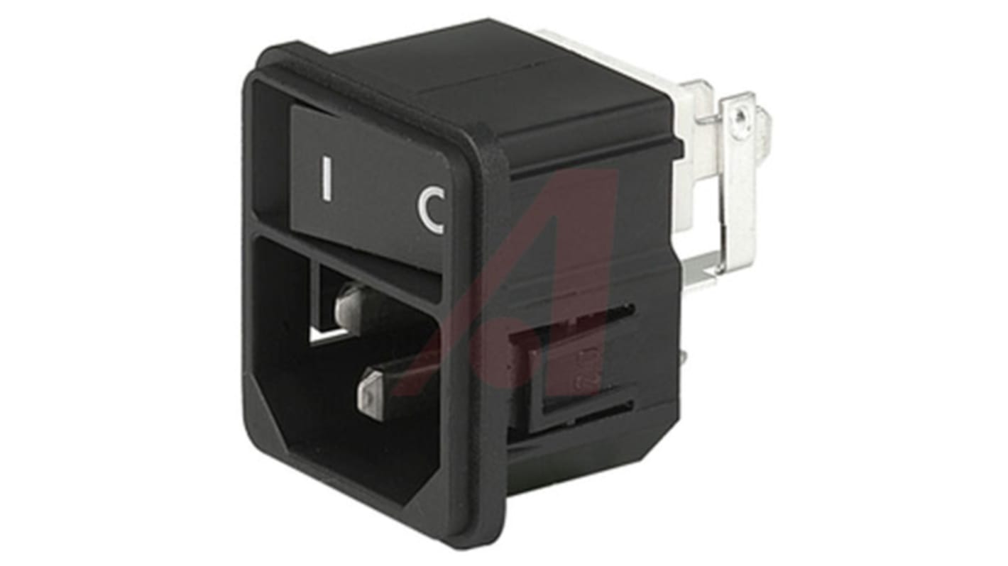 Schurter C14 Snap-In IEC Connector Male, 10A, 250 V