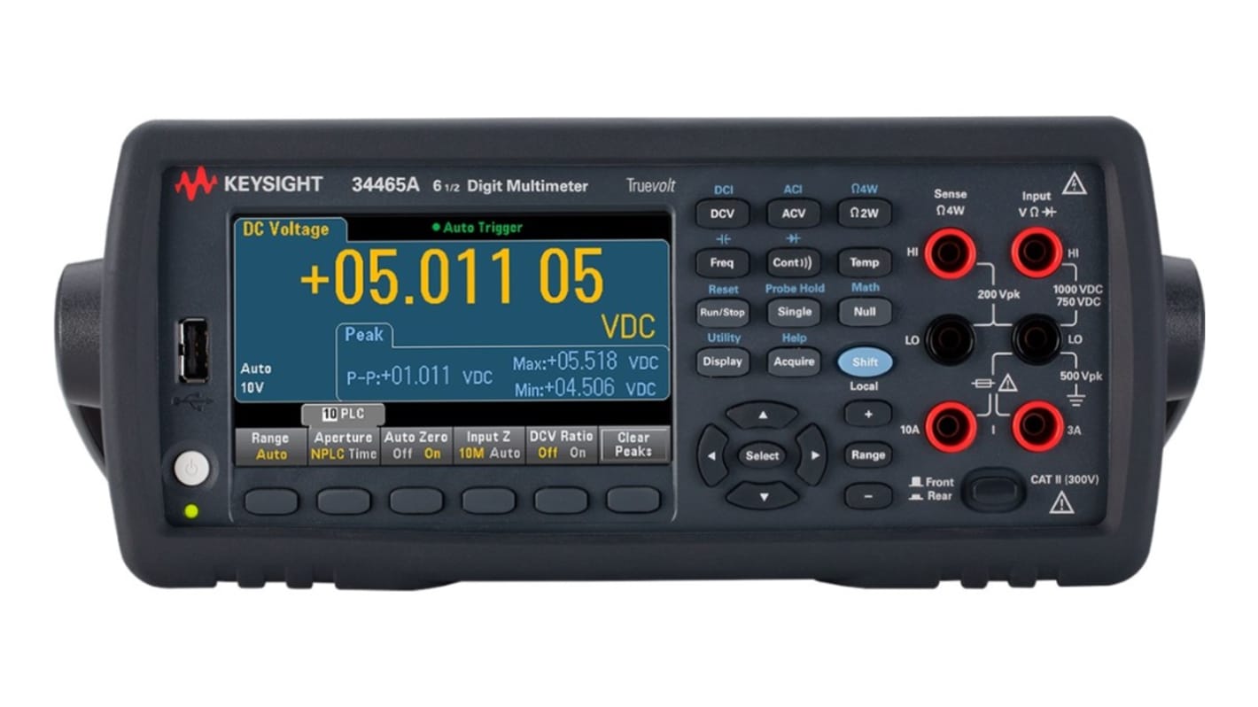 Keysight Technologies 34465A Bench Digital Multimeter, True RMS, 10A ac Max, 10A dc Max, 1000V ac Max - UKAS Calibrated