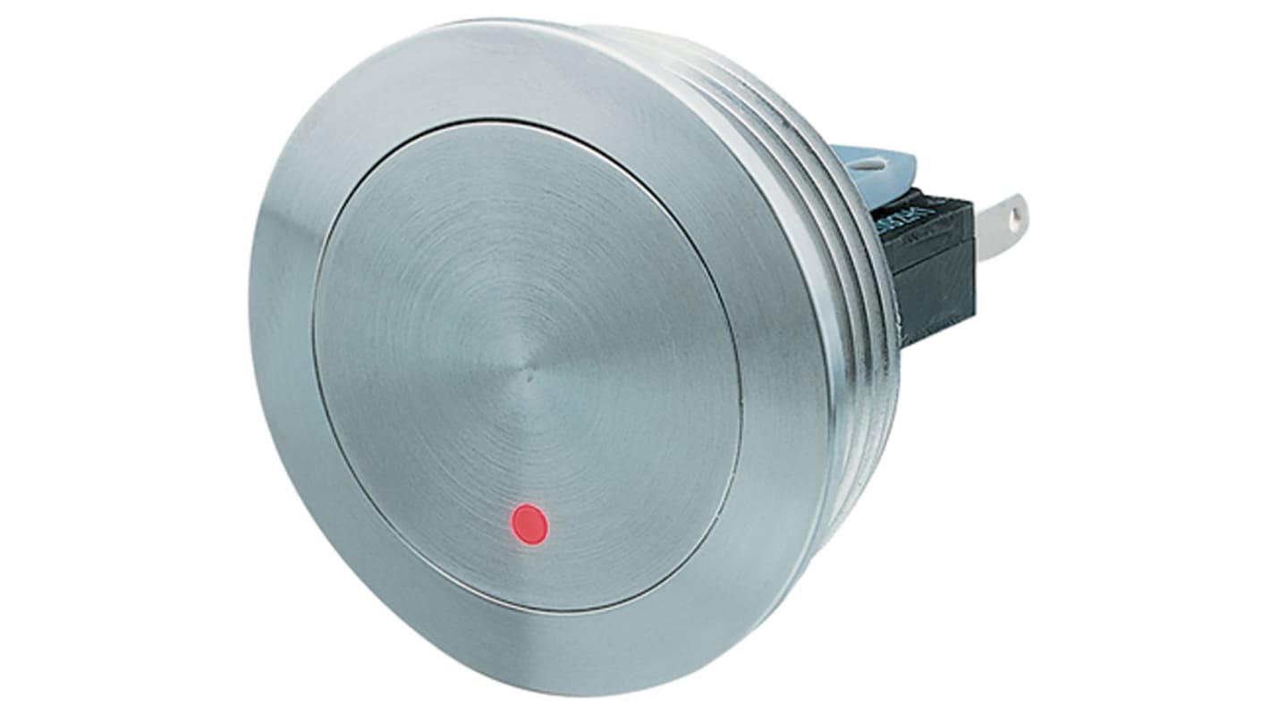 Interruptor de Botón Pulsador Schurter MSM 30, color de botón Rojo, SPDT, acción momentánea, 3 A, 5 A, 125 V dc, 250V